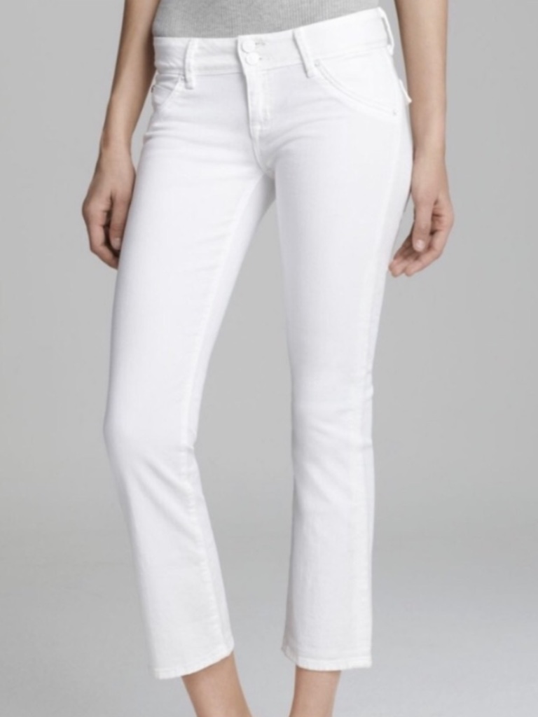 Hudson Staple Summer Jeans Women's Sz 27 Beth Crop Baby Boot Flap Pockets, White — image 2 of 8